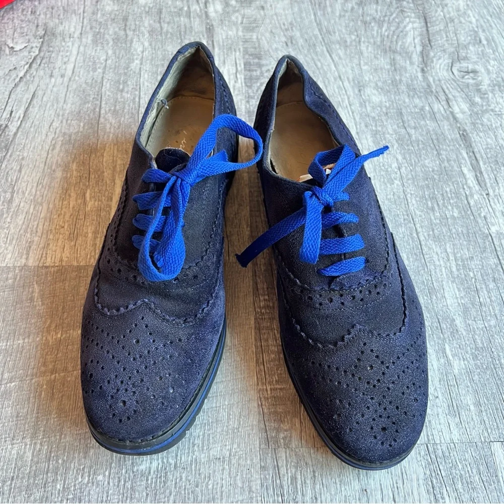 Marc Fisher Women's Navy Blue Suede Lace Up Oxford Shoes Size 8